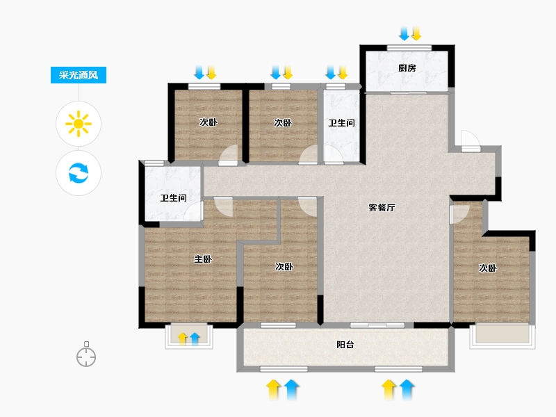 河南省-安阳市-建业凤凰城北岸-145.80-户型库-采光通风