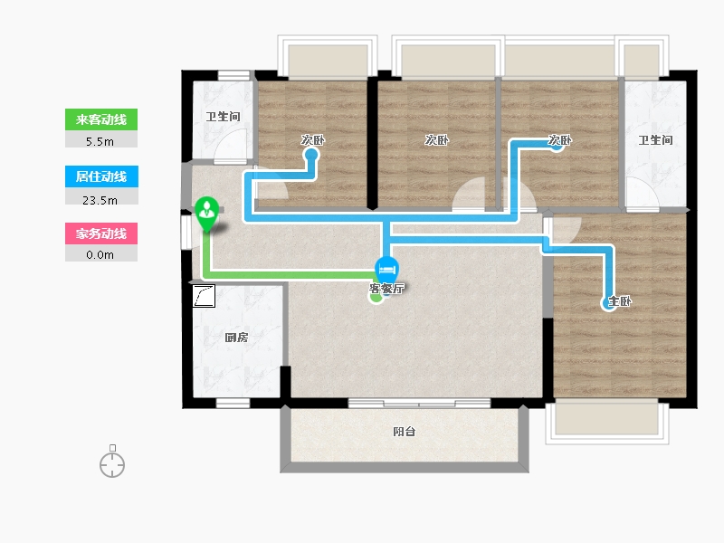 广东省-江门市-鹤山时代天韵-89.87-户型库-动静线