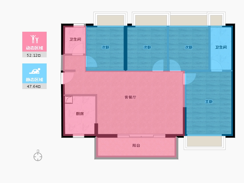 广东省-江门市-鹤山时代天韵-89.87-户型库-动静分区