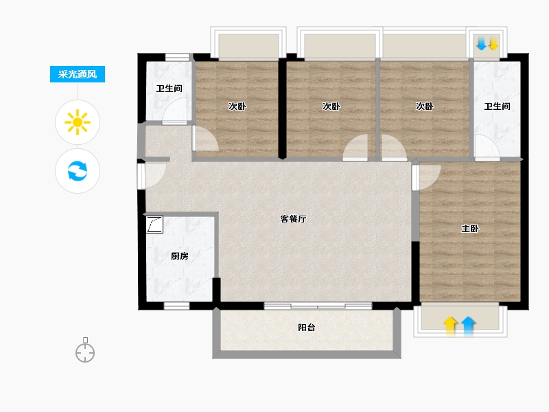 广东省-江门市-鹤山时代天韵-89.87-户型库-采光通风