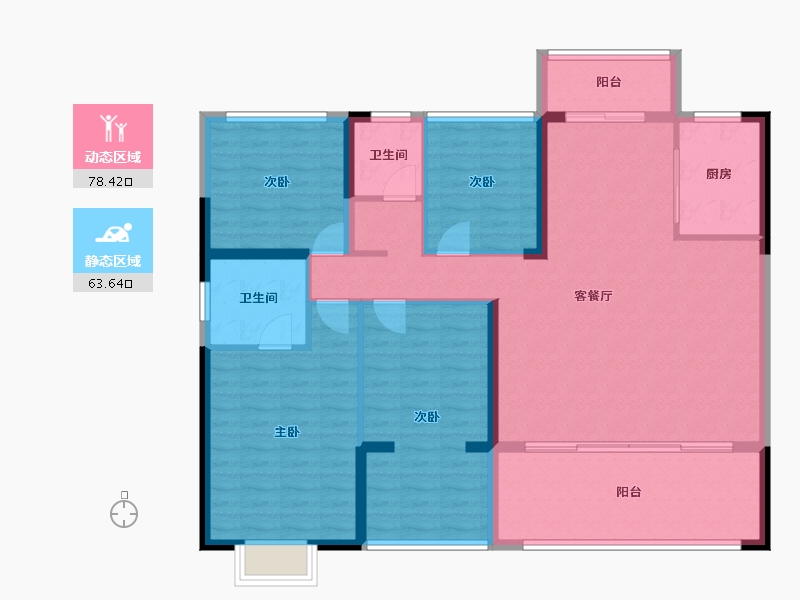 湖南省-怀化市-建鸿达鸿都-128.80-户型库-动静分区