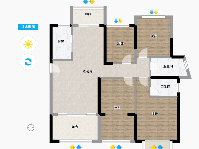 湖南省-怀化市-建鸿达鸿都-102.36-户型库-采光通风