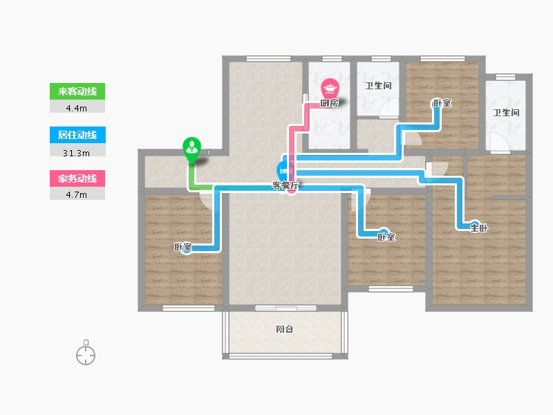 陕西省-渭南市-山水观园-127.20-户型库-动静线