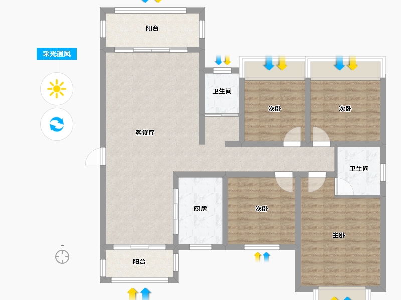 贵州省-黔东南苗族侗族自治州-中心嘉园-111.00-户型库-采光通风