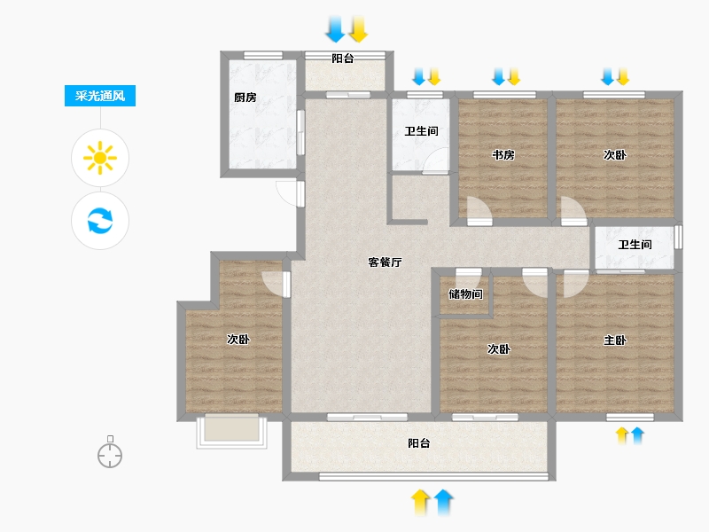 安徽省-池州市-伊美·城市首府-139.52-户型库-采光通风