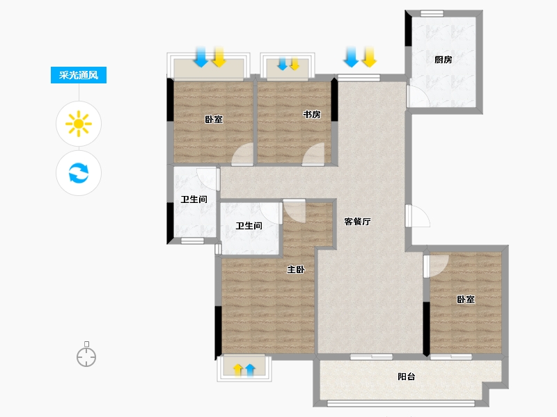 湖北省-鄂州市-融创澜岸大观-113.60-户型库-采光通风