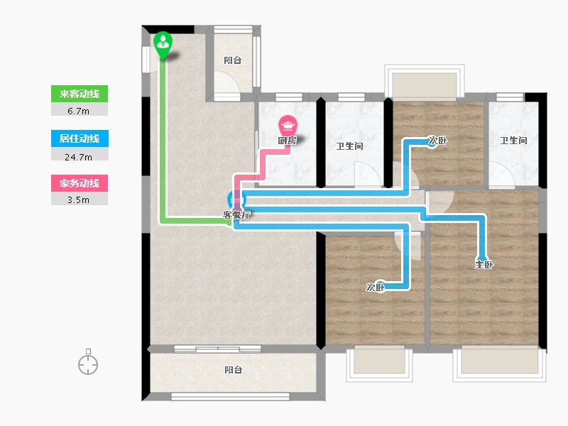 湖北省-荆州市-金科中梁博翠江樾-108.00-户型库-动静线