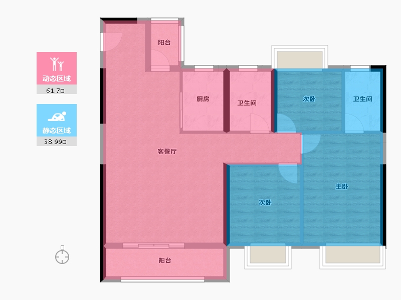 湖北省-荆州市-金科中梁博翠江樾-108.00-户型库-动静分区