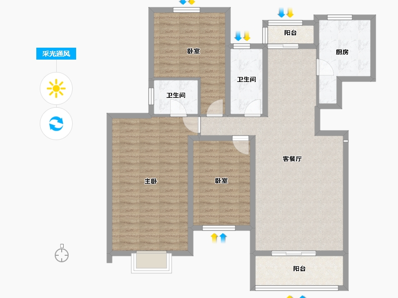 陕西省-渭南市-香山府-111.23-户型库-采光通风