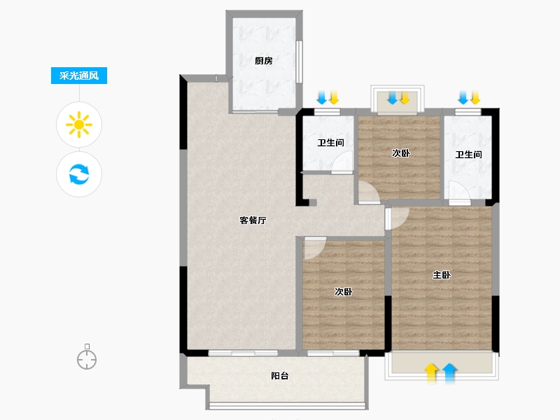 河南省-平顶山市-鲁大地领创府-108.02-户型库-采光通风