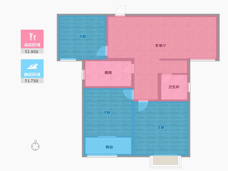 河南省-安阳市-旺龙荣盛华府-93.61-户型库-动静分区