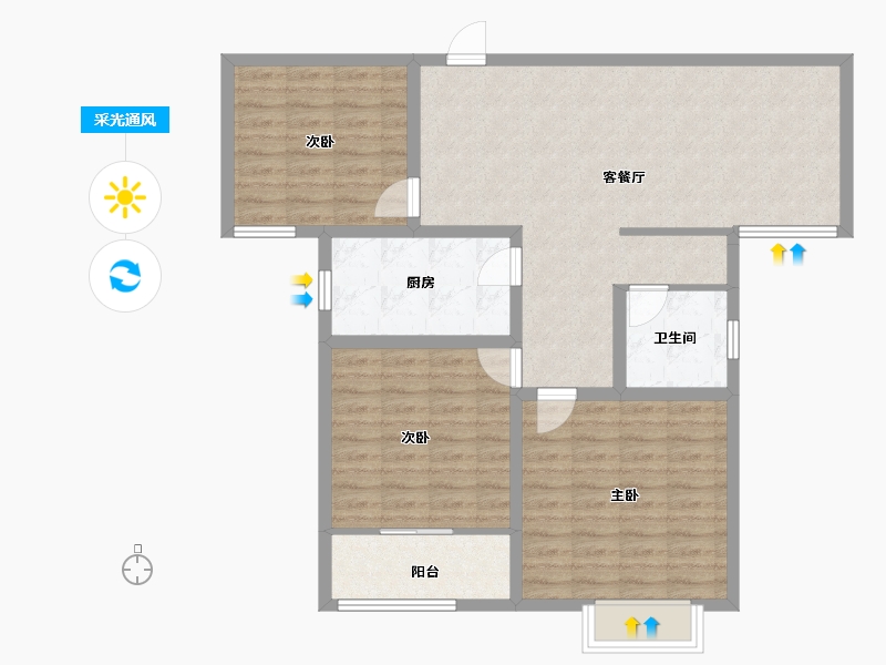 河南省-安阳市-旺龙荣盛华府-93.61-户型库-采光通风