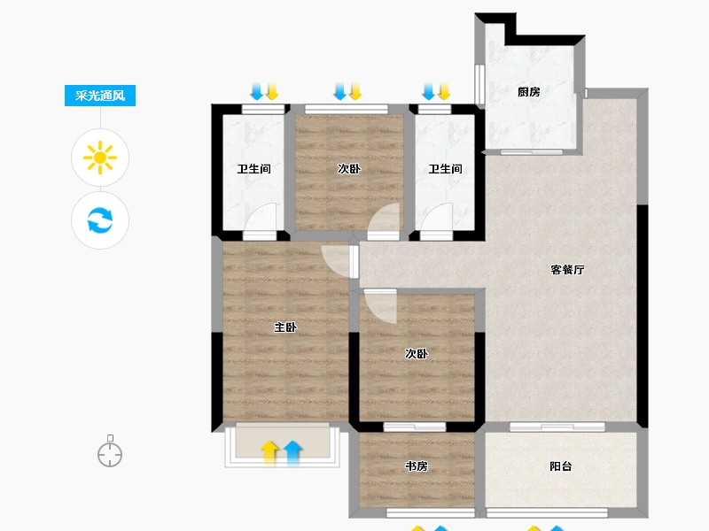 湖南省-怀化市-建鸿达鸿都-83.70-户型库-采光通风