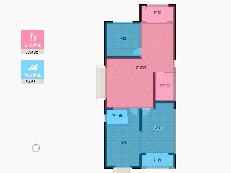 山西省-忻州市-​天和熙悦府-105.91-户型库-动静分区