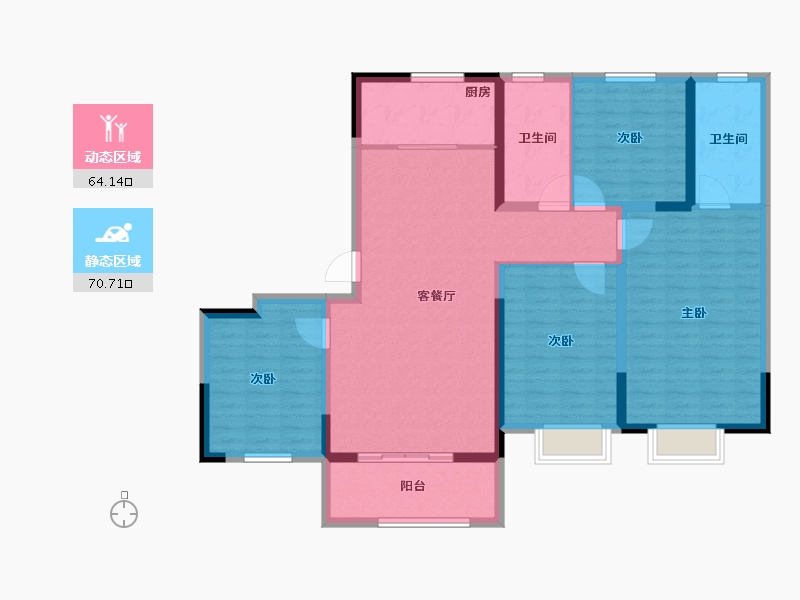 河南省-安阳市-建业凤凰城北岸-121.60-户型库-动静分区