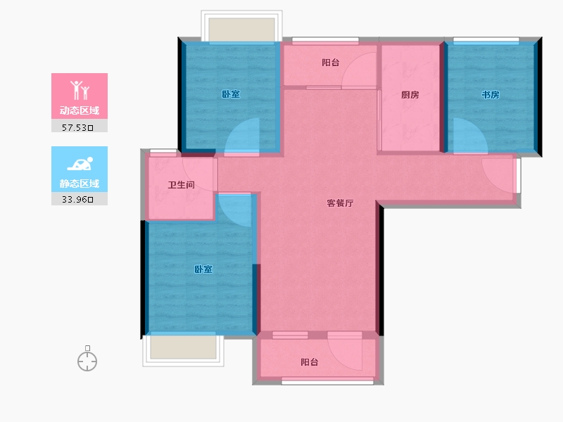 湖北省-鄂州市-紫菱东岸-81.60-户型库-动静分区