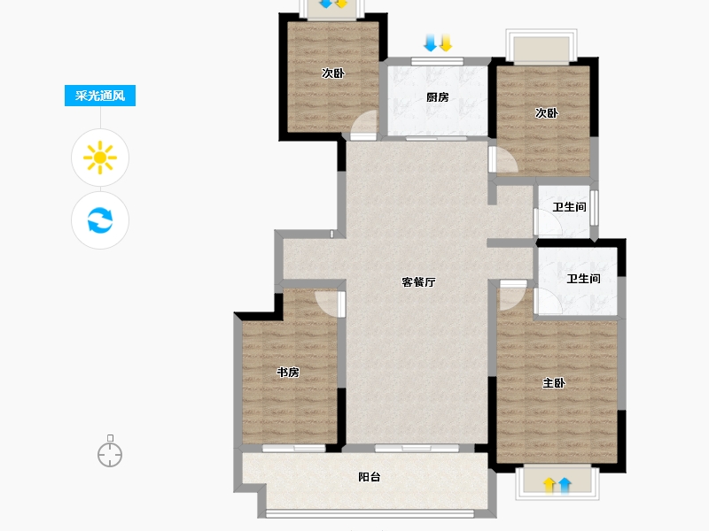 河南省-平顶山市-建昌城市花园-119.39-户型库-采光通风