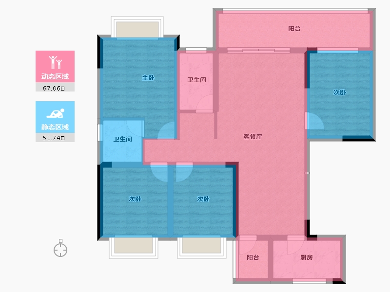 贵州省-毕节市-颐高广场颐高华庭-105.37-户型库-动静分区