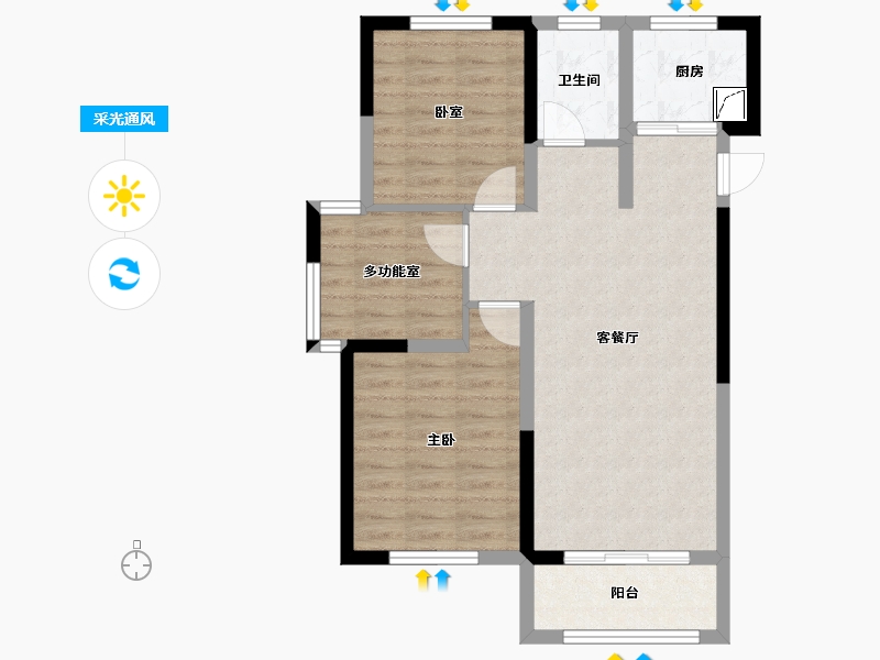 安徽省-蚌埠市-拓基鼎元学府-69.40-户型库-采光通风