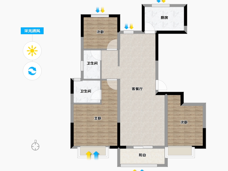 河南省-安阳市-嘉洲秀悦-100.01-户型库-采光通风