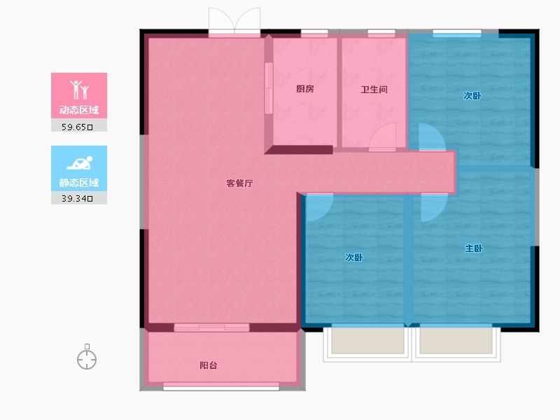 河南省-安阳市-建业凤凰城北岸-89.60-户型库-动静分区