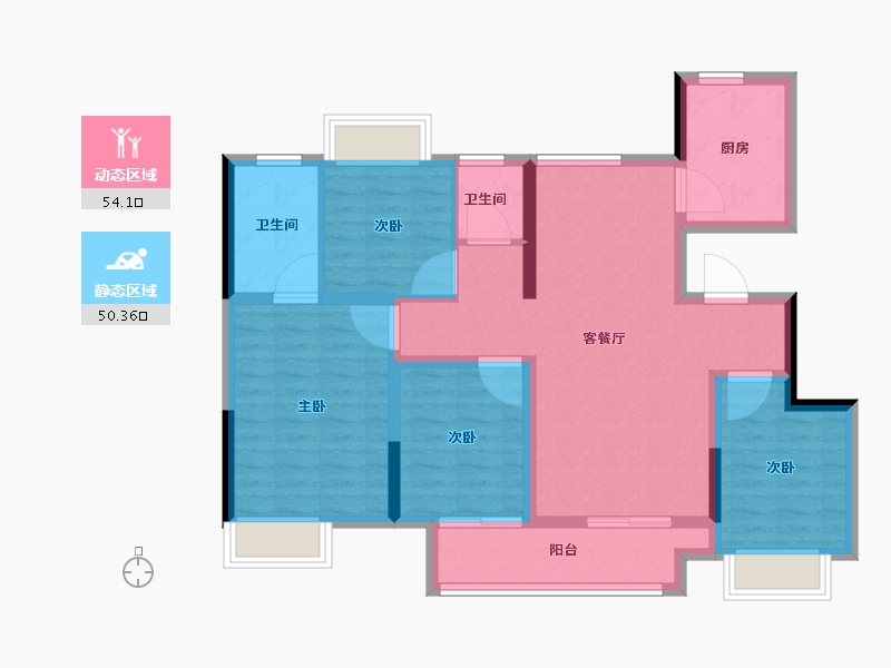 江苏省-南京市-滨江孔雀城-92.81-户型库-动静分区