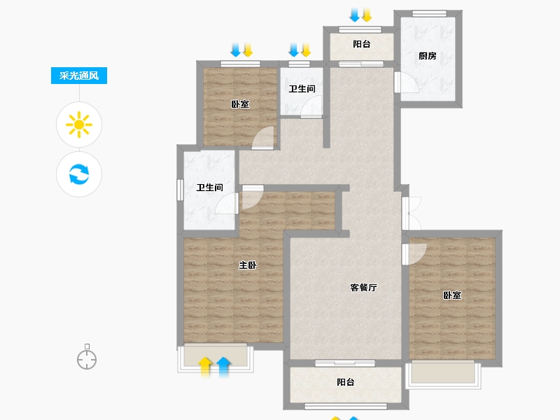 河南省-漯河市-​山水状元府-105.60-户型库-采光通风