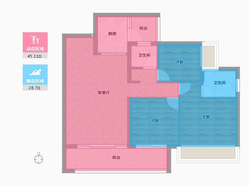 贵州省-毕节市-明郡公园里-65.87-户型库-动静分区