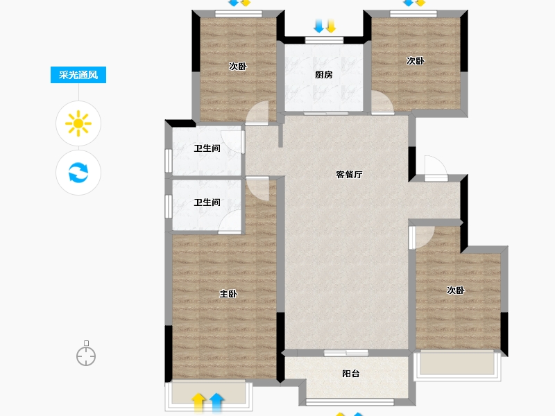 河南省-安阳市-嘉洲秀悦-108.82-户型库-采光通风