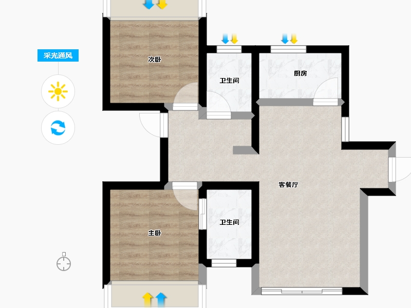 四川省-攀枝花市-普达阳光国际康养度假区-53.25-户型库-采光通风