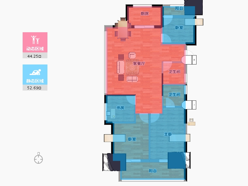 浙江省-湖州市-佳源四季璟园-87.20-户型库-动静分区