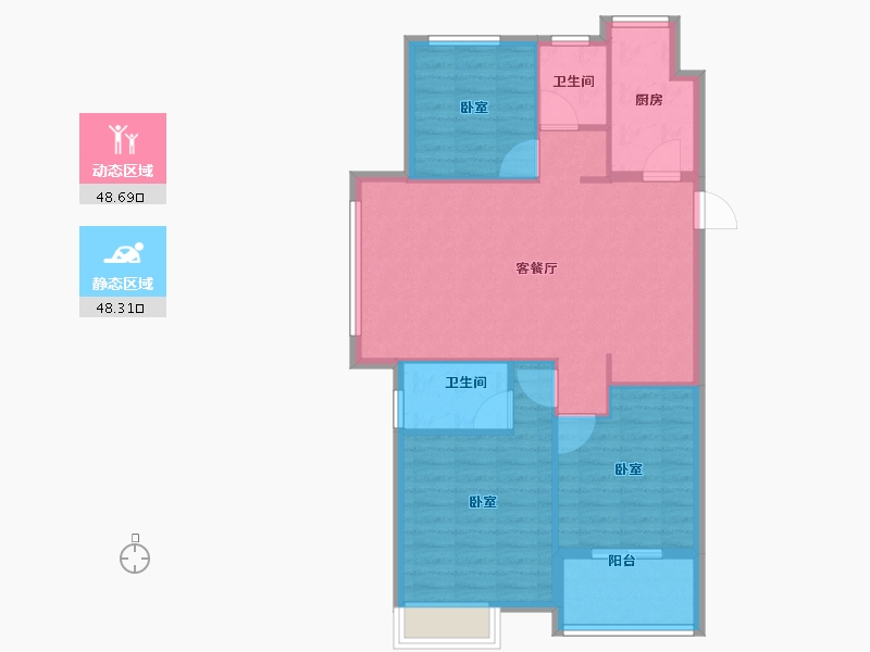 山东省-菏泽市-国璟府-88.30-户型库-动静分区