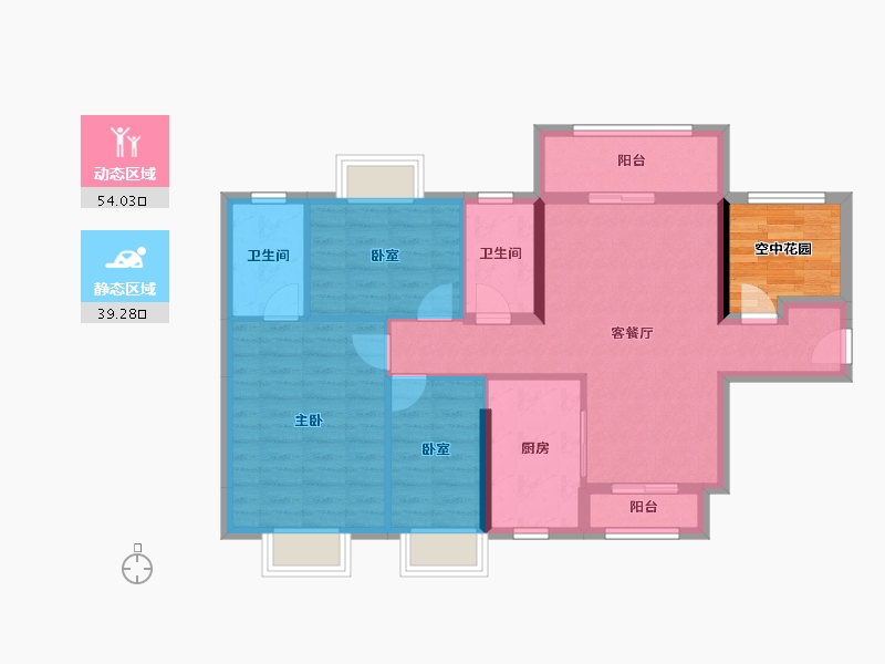 广东省-江门市-敏捷翡翠华府-89.22-户型库-动静分区