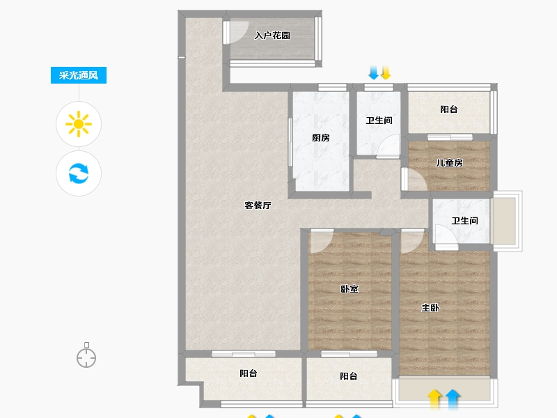 河南省-平顶山市-汝州昌建上院-105.74-户型库-采光通风