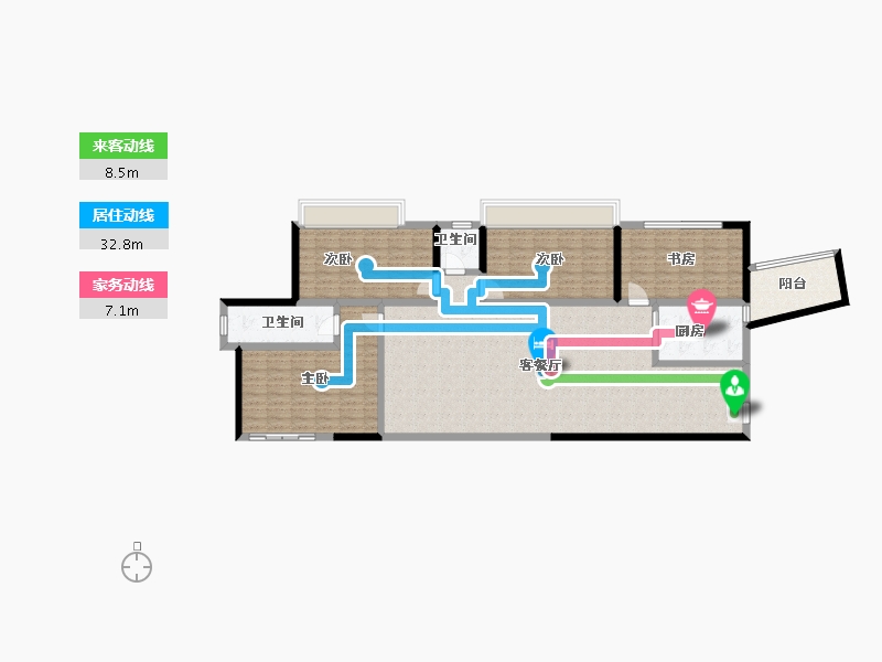 四川省-攀枝花市-华芝浅水湾-147.44-户型库-动静线