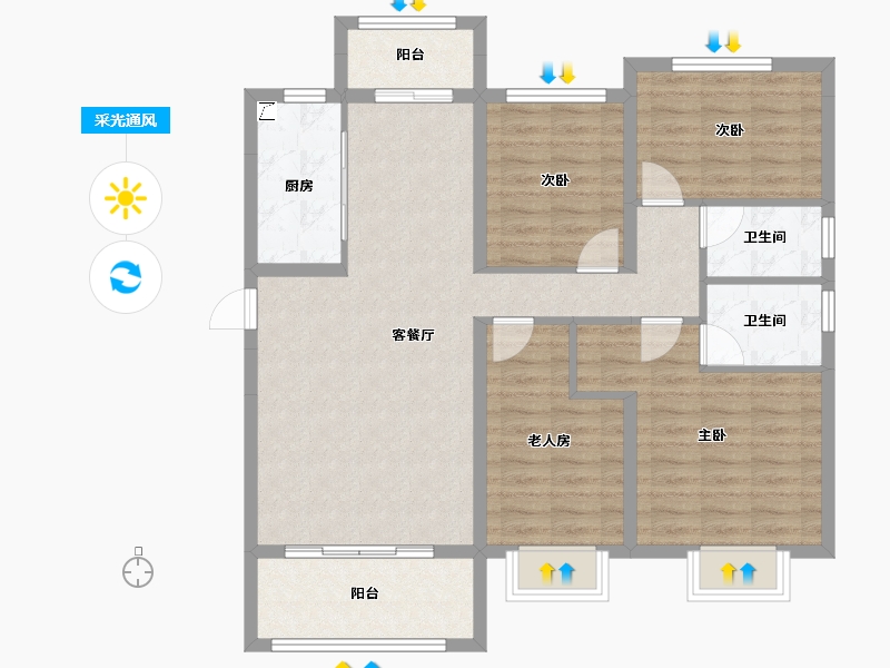 山西省-忻州市-忻州碧桂园-99.22-户型库-采光通风