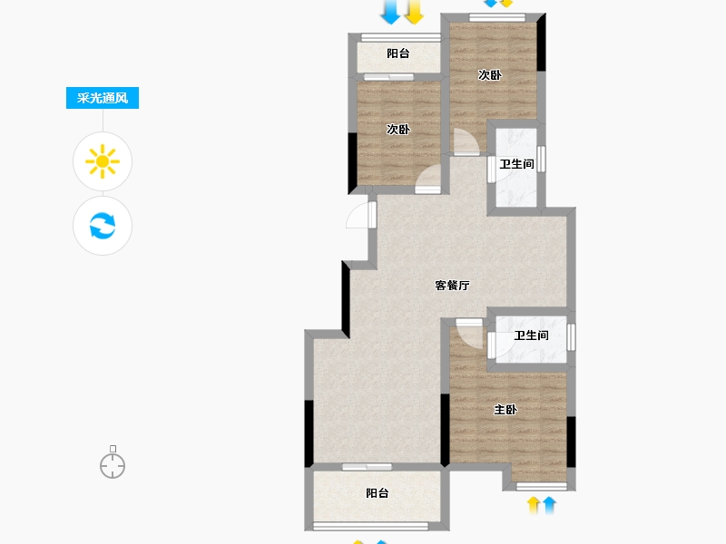 广西壮族自治区-桂林市-大龙湾-83.94-户型库-采光通风