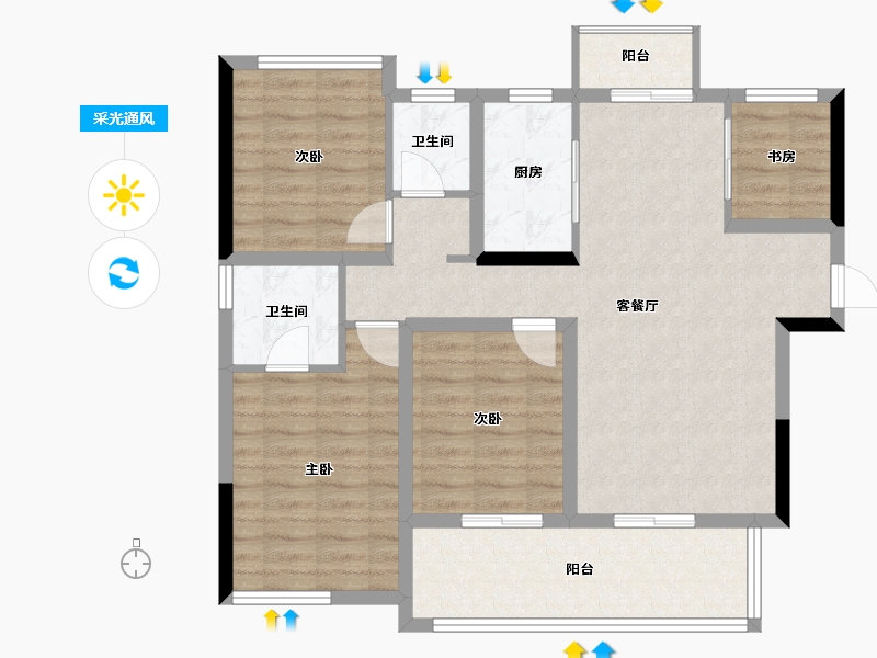 四川省-达州市-达州绿地城-93.31-户型库-采光通风