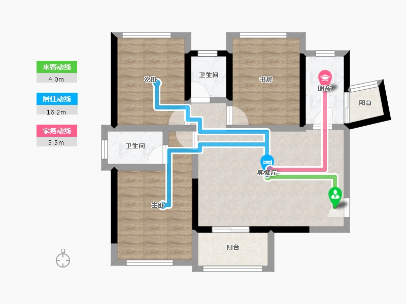 四川省-攀枝花市-华芝浅水湾-74.66-户型库-动静线