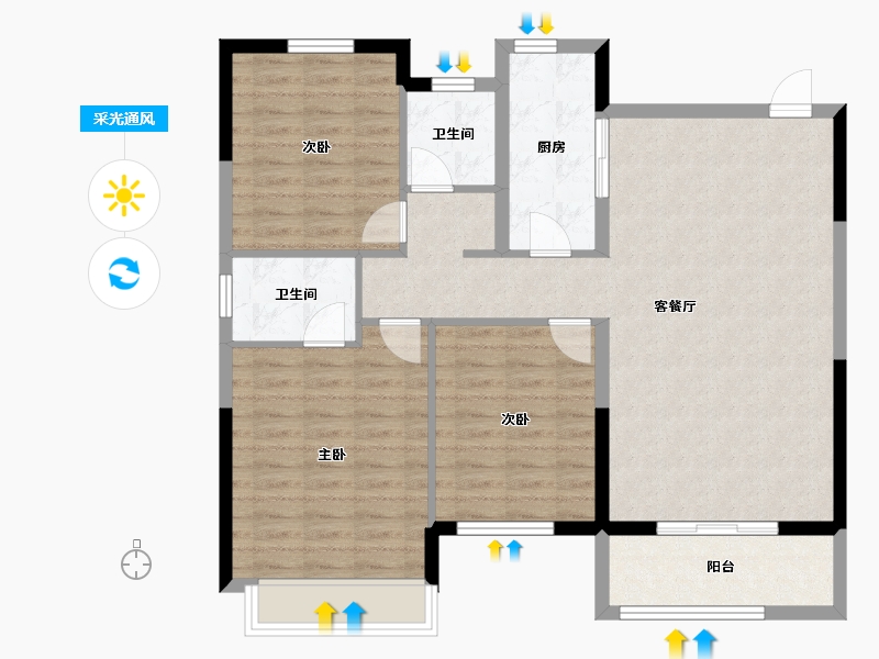 河南省-安阳市-嘉洲秀悦-101.70-户型库-采光通风