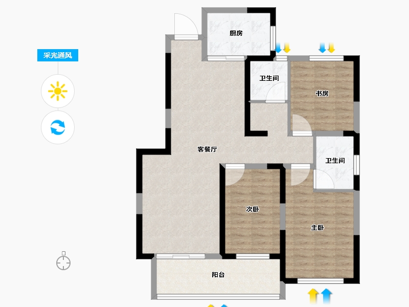 河北省-石家庄市-绿都国宾府-96.01-户型库-采光通风