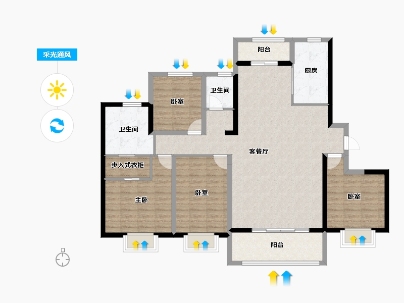 陕西省-渭南市-汉华原上-129.32-户型库-采光通风