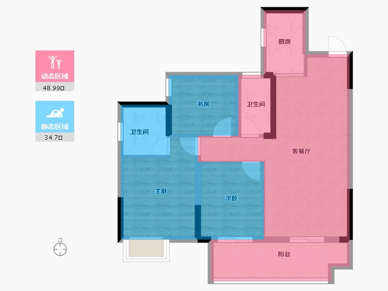 广西壮族自治区-桂林市-新安厦学府滨江-74.40-户型库-动静分区