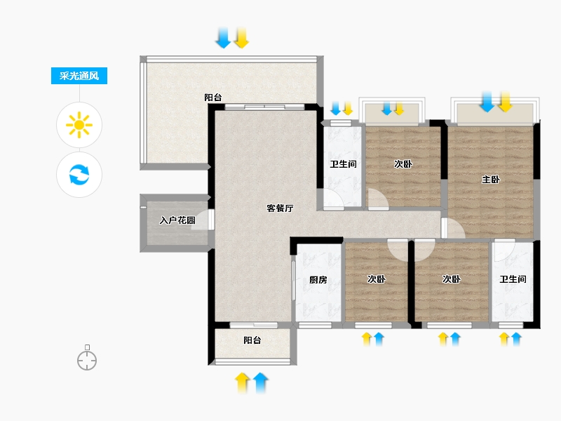 广东省-韶关市-白云天滨江壹号-111.72-户型库-采光通风