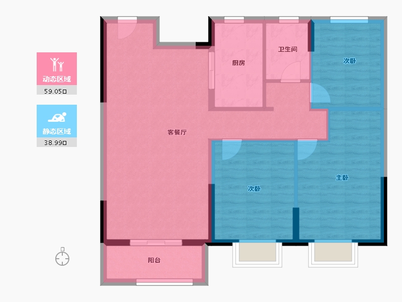 河南省-安阳市-嘉洲秀悦-88.80-户型库-动静分区