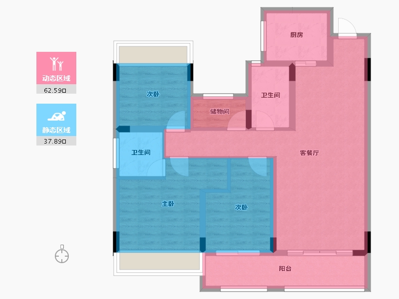 贵州省-毕节市-汉阳幸福里-89.21-户型库-动静分区