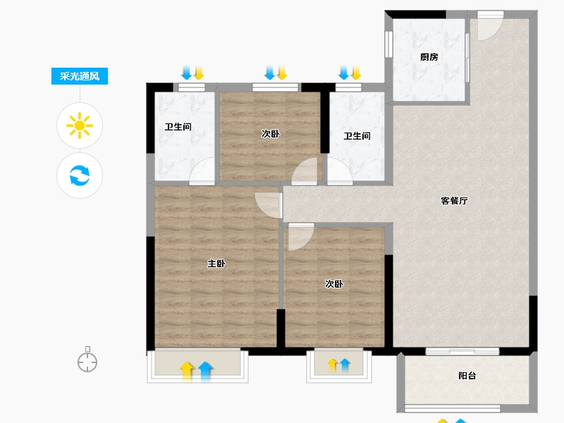 河南省-安阳市-嘉洲秀悦-100.10-户型库-采光通风