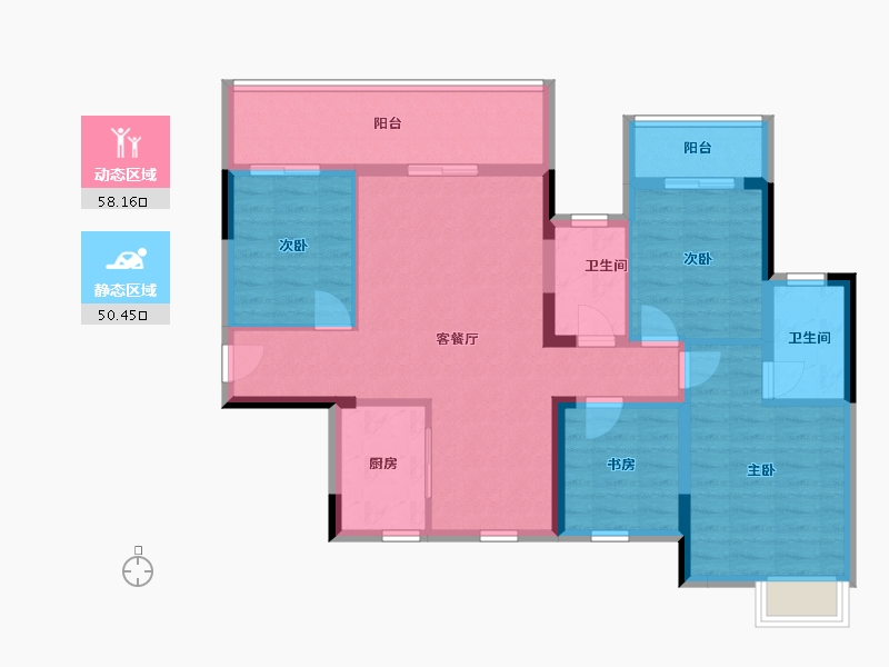 广西壮族自治区-桂林市-新安厦学府滨江-96.75-户型库-动静分区