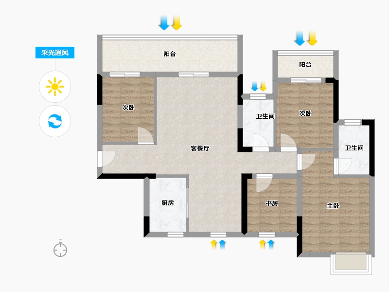 广西壮族自治区-桂林市-新安厦学府滨江-96.75-户型库-采光通风