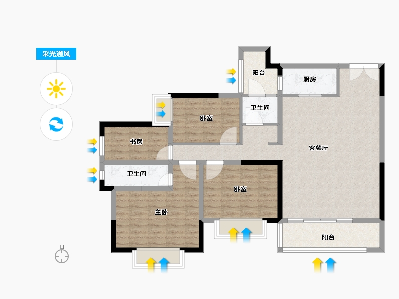 云南省-曲靖市-春山华苑-105.24-户型库-采光通风